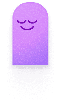 Violet smiley mascot illustration
